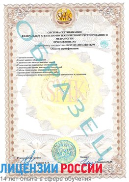 Образец сертификата соответствия (приложение) Сафоново Сертификат ISO 14001
